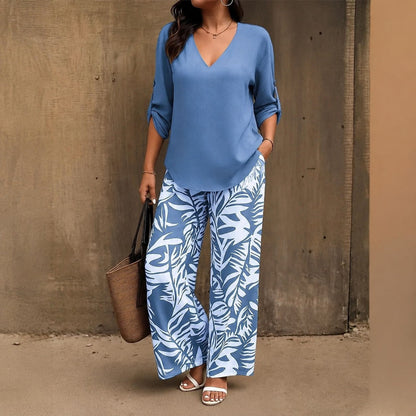Conjunto Bellariva™ com Calça Estampada e Blusa Leve