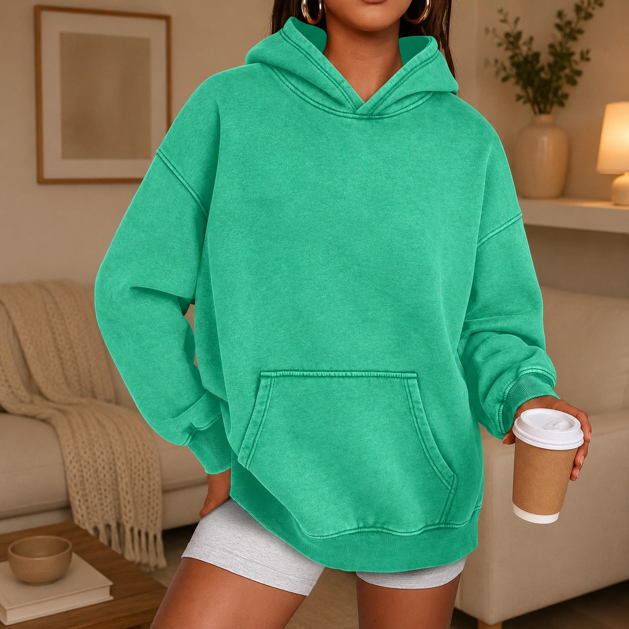 Moletom Kaia™ com Estilo Oversized e Bolso Canguru