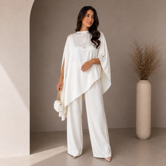 Conjunto Mirelisse™ com Blusa Capa Fluida e Calça Pantalona