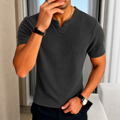Camiseta Matteo™ em Malha de Algodão Texturizada com Estética Old Money