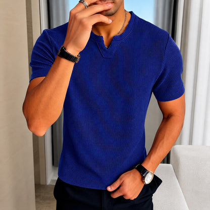Camiseta Matteo™ em Malha de Algodão Texturizada com Estética Old Money
