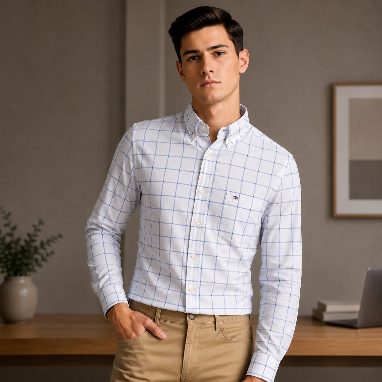 Camisa Gaspard™ em Algodão Respirável e Padronagem Xadrez / Elegância Clássica para Todas as Ocasiões