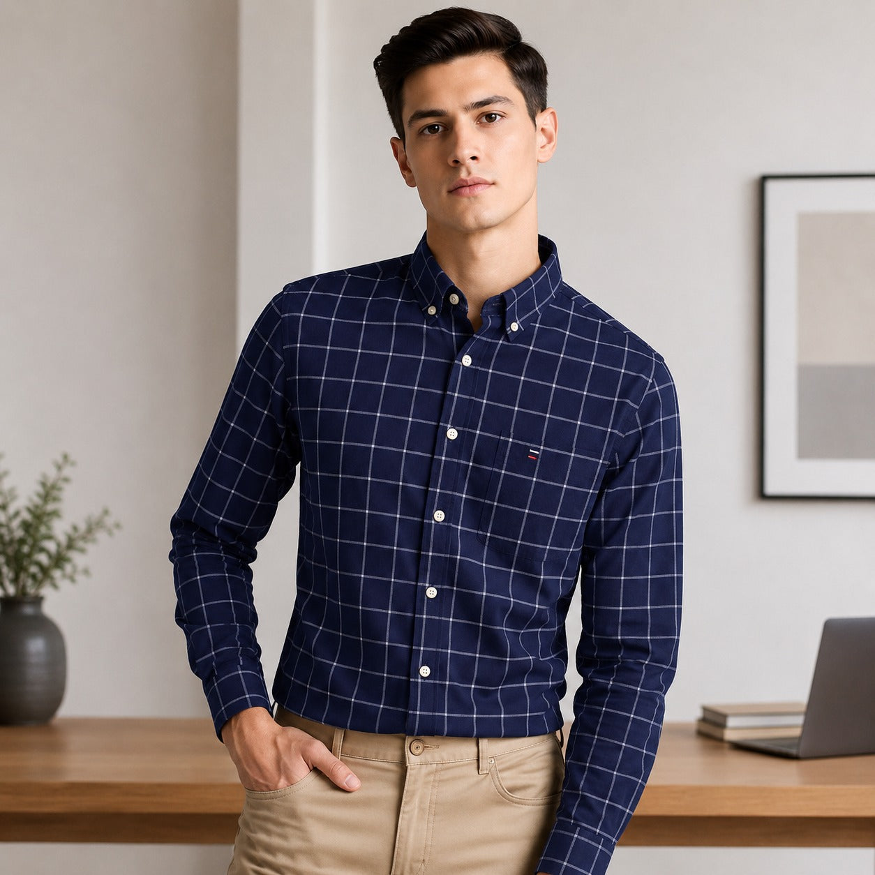 Camisa Gaspard™ em Algodão Respirável e Padronagem Xadrez / Elegância Clássica para Todas as Ocasiões
