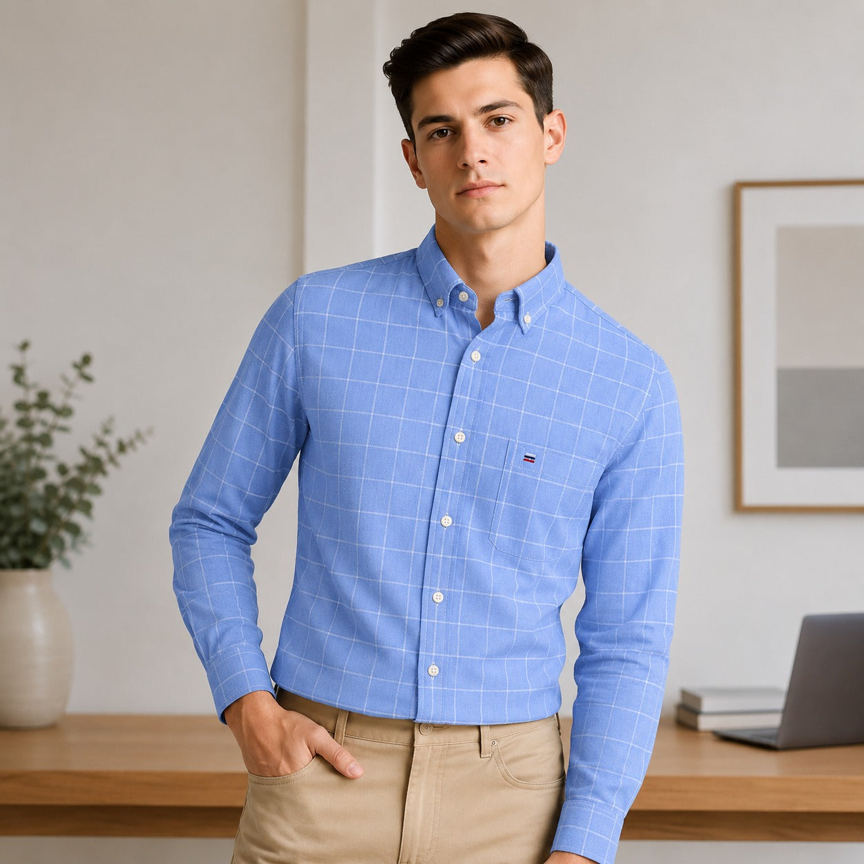 Camisa Gaspard™ em Algodão Respirável e Padronagem Xadrez / Elegância Clássica para Todas as Ocasiões