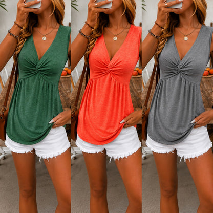 [COMPRE 2 E LEVE 3] Blusa Amélisse™ com Decote em V e Drapeado que Valoriza o Colo