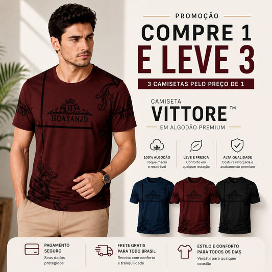 [COMPRE 1 E LEVE 3] Camiseta Vittore™ em Algodão com Estampa Contemporânea / Ideal Para um Visual Moderno em Qualquer Ocasião
