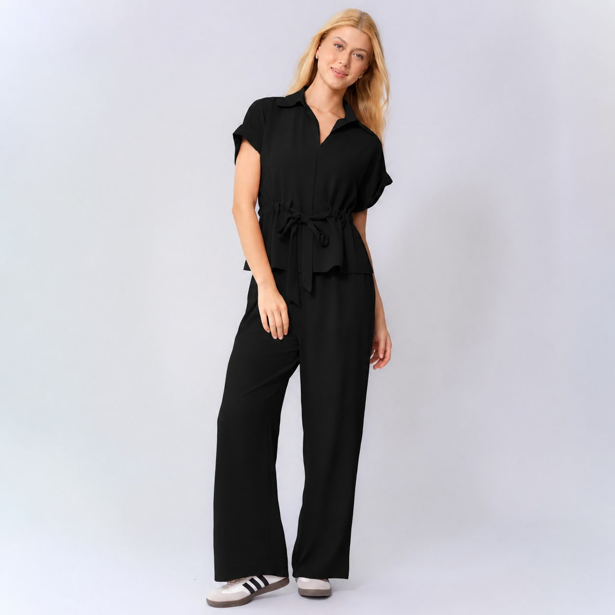 Conjunto Valena™ com Amarração de Laço e Pantalona Fluida / Cintura Marcada com Conforto de Segunda Pele