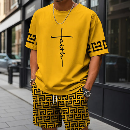 Conjunto Lucento™ com Camiseta Oversized e Bermuda Estampada / Streetwear Marcante Com Presença.