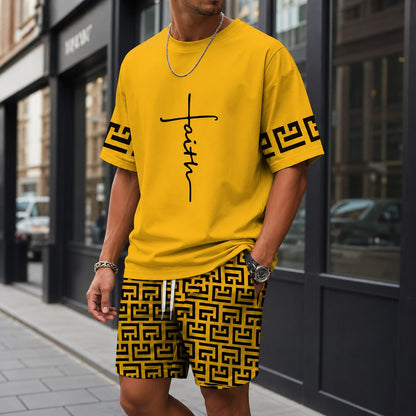 Conjunto Lucento™ com Camiseta Oversized e Bermuda Estampada / Streetwear Marcante Com Presença.