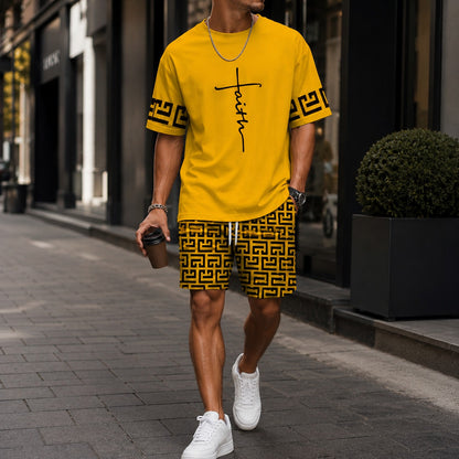 Conjunto Lucento™ com Camiseta Oversized e Bermuda Estampada / Streetwear Marcante Com Presença.