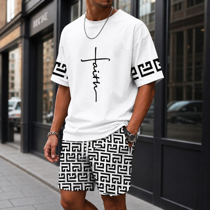 Conjunto Lucento™ com Camiseta Oversized e Bermuda Estampada / Streetwear Marcante Com Presença.