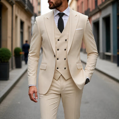 Terno Montevic™ com Colete Transpassado, Blazer Estruturado e Corte Slim / Presença Impecável Para Ocasiões Especiais.