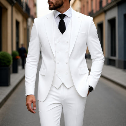 Terno Montevic™ com Colete Transpassado, Blazer Estruturado e Corte Slim / Presença Impecável Para Ocasiões Especiais.