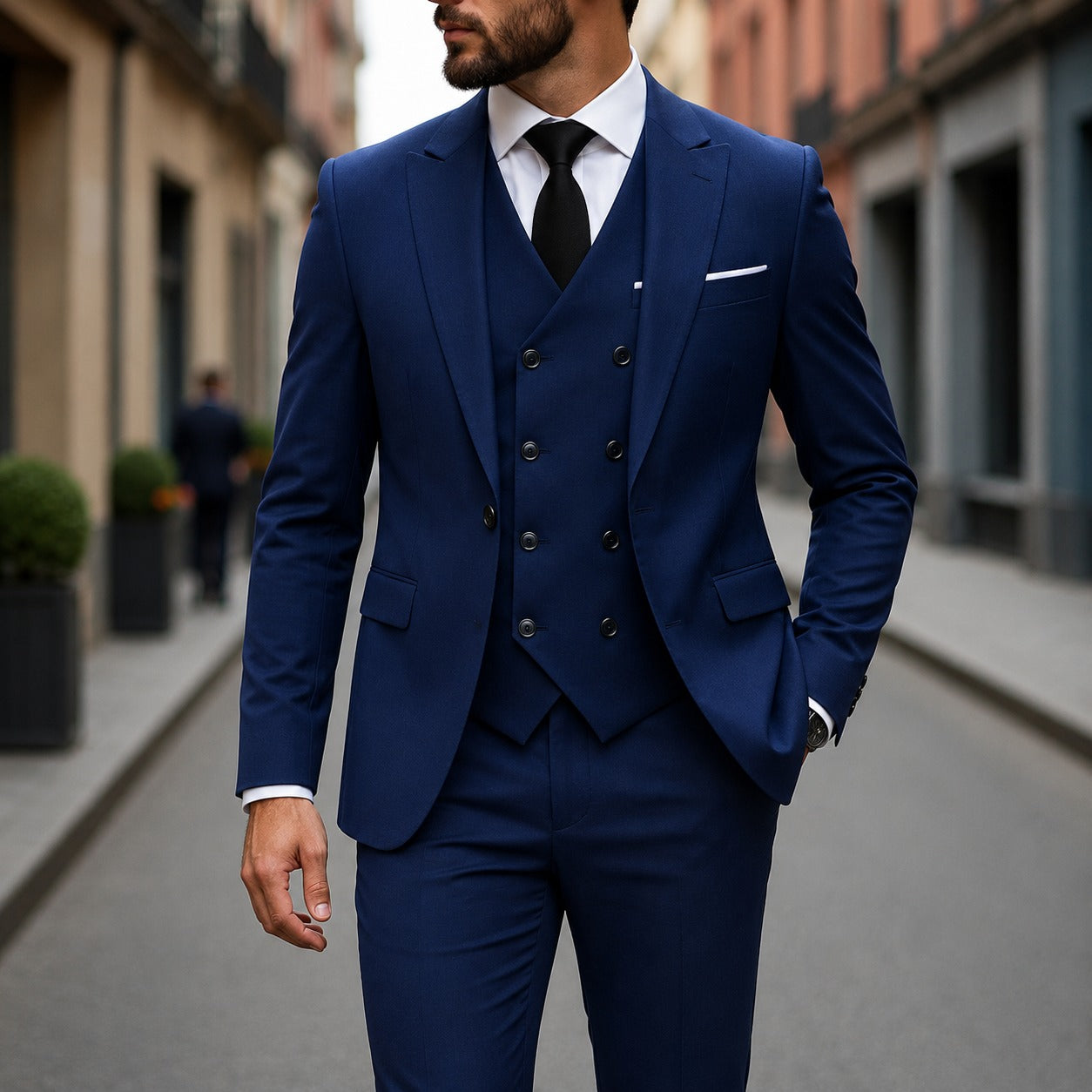 Terno Montevic™ com Colete Transpassado, Blazer Estruturado e Corte Slim / Presença Impecável Para Ocasiões Especiais.