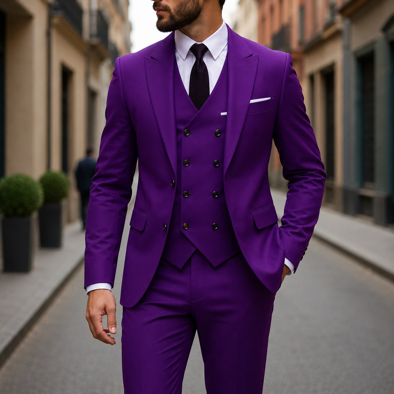 Terno Montevic™ com Colete Transpassado, Blazer Estruturado e Corte Slim / Presença Impecável Para Ocasiões Especiais.