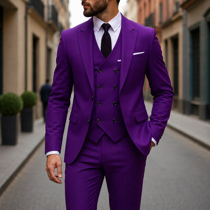 Terno Montevic™ com Colete Transpassado, Blazer Estruturado e Corte Slim / Presença Impecável Para Ocasiões Especiais.