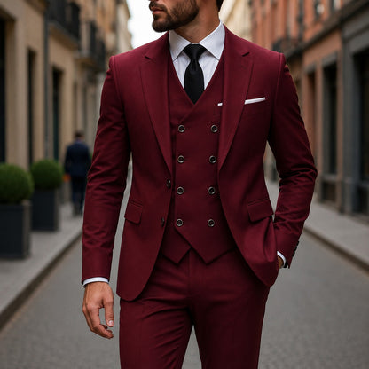 Terno Montevic™ com Colete Transpassado, Blazer Estruturado e Corte Slim / Presença Impecável Para Ocasiões Especiais.