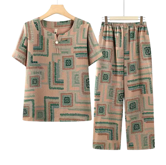 Conjunto Harmonia™ com Estampa Retrô-Chic / O Equilíbrio Perfeito Entre Estilo e Conforto Diário!