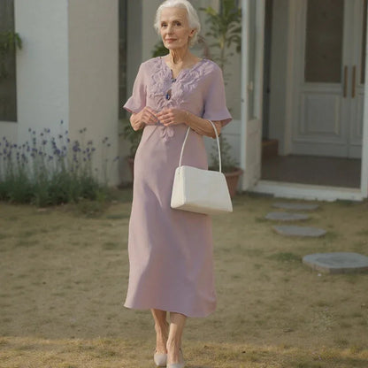 Vestido Vitta™ em Linho de Algodão com Bordado Artesanal / Simplicidade Refinada para Seus Momentos