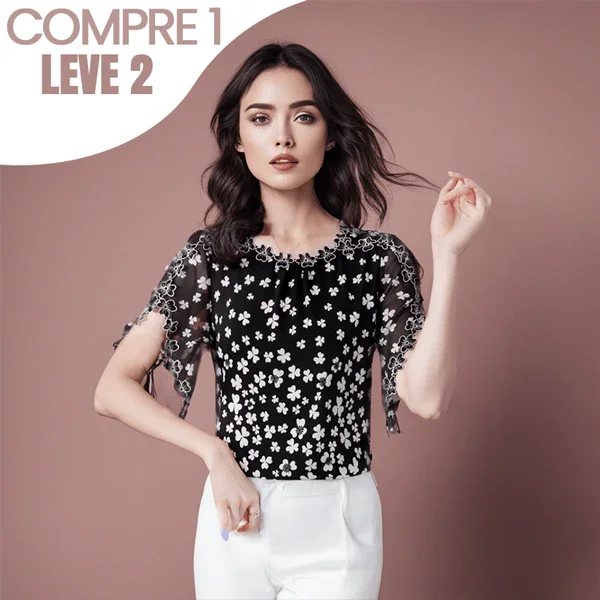 (Super Promo Compre 1, Leve 2): Blusinhas Florais Olívia com Bordados em 100% Chiffon / Feitas para deixar qualquer mulher de queixo caído!