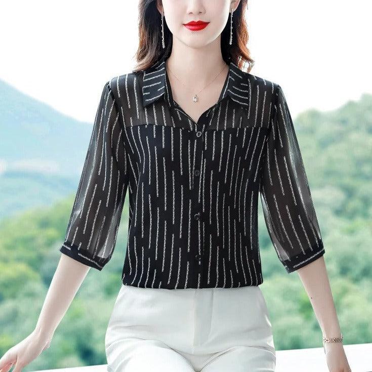 Blusinha Celeste™ em Chiffon / Elegância e Modernidade em Cada Detalhe!