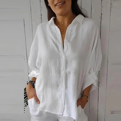 (Promoção Compre 1 e Leve 2) Camisa Cassandra™ em Linho de Algodão / Caimento Soltinho para uma Sensação Agradável no Seu Dia a Dia!