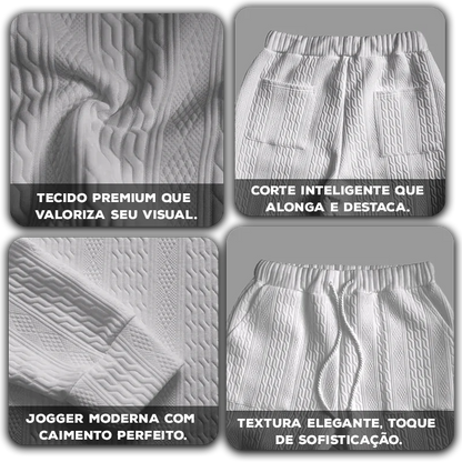 Conjunto Masculino EliteWear™ em Malha Trançada Estruturada / Para Homens que Valorizam Conforto e Presença!