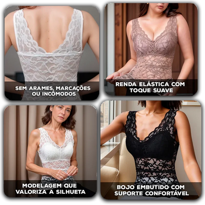 [COMPRE 1 E LEVE 3] Blusinha BellaLace™ com Bojo Embutido e Renda Suave / Sensualidade e Conforto em Cada Curva!