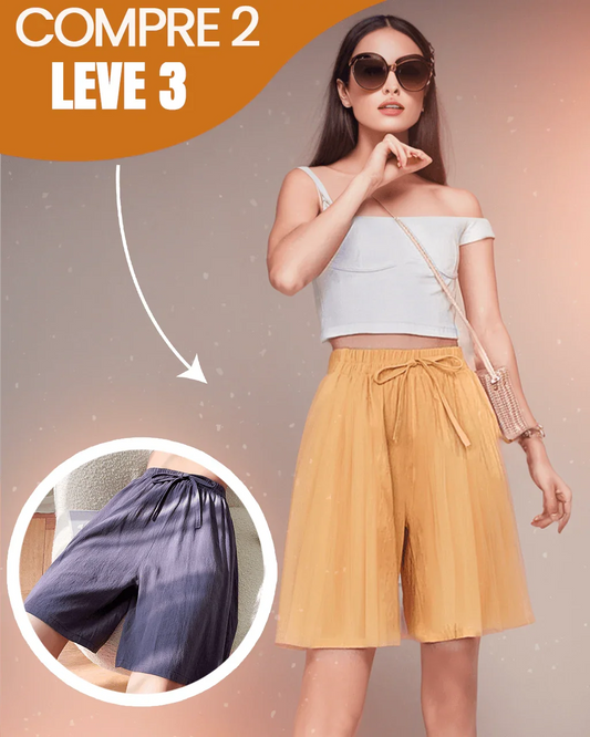 (Promoção Compre 2 e Leve 3) Shorts Veraneio Linho e Algodão: Frescor em Dobro & Estilo Casual!