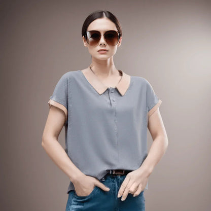 (Compre 2 Leve 3) Camiseta Polo Hevellyn™ Conforto Delicado / A Sinergia Perfeita entre Elegância e Conforto Diário!