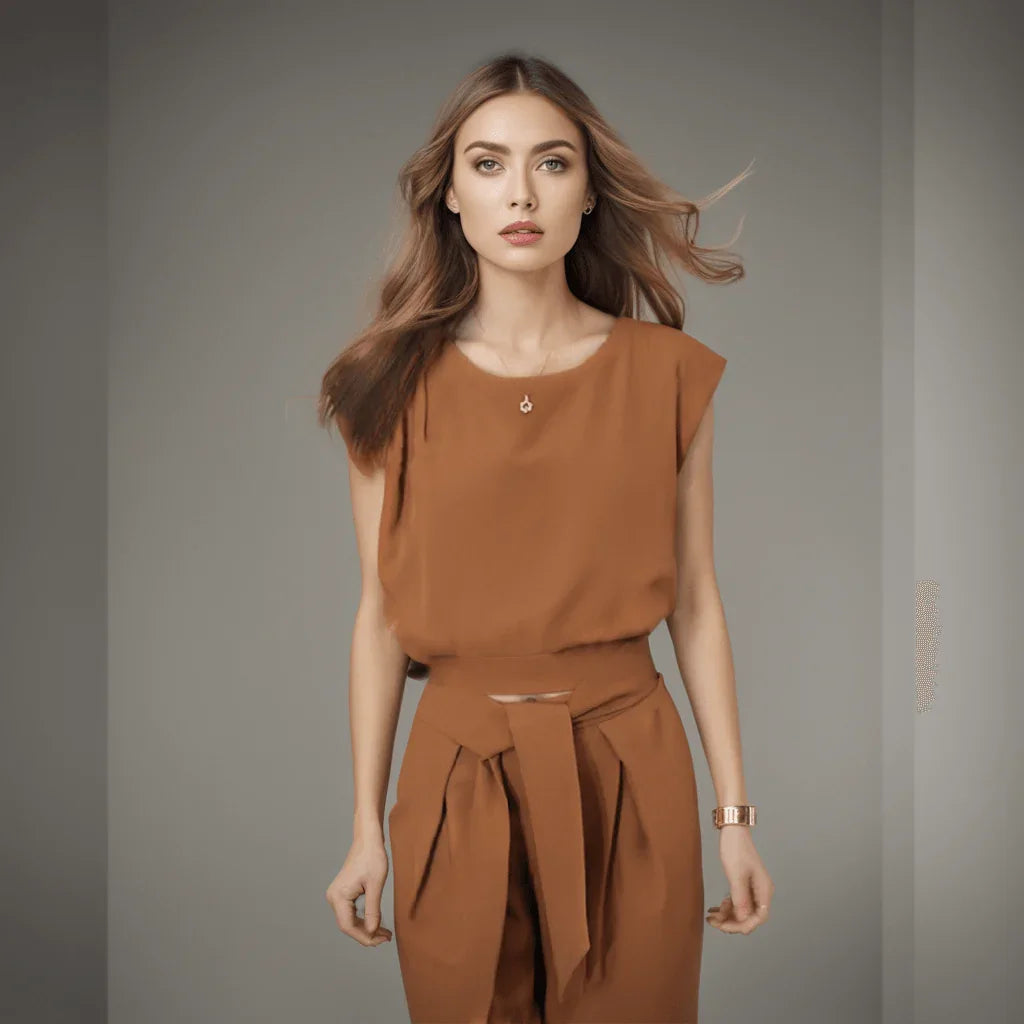 Conjunto Aurora™ com Blusinha de Amarração + Calça de Cintura Alta / A Escolha Certeira para Mulheres Elegantes e Estilosas!