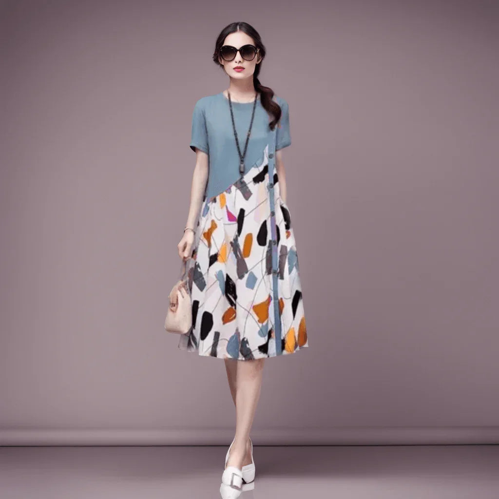 Vestido Magnólia™ Toque Moderno / Uma Pintura Vestível de Elegância e Conforto!