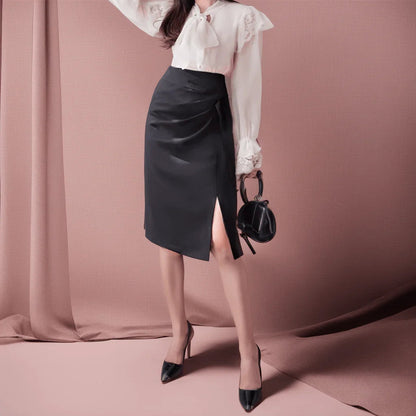 (Promo de Lançamento: Compre 1, Leve 2) Saias Lívia™ com Amarração Lateral e Cintura Alta / A Magia do Design Envolvente para um Look Urbano Distinto!
