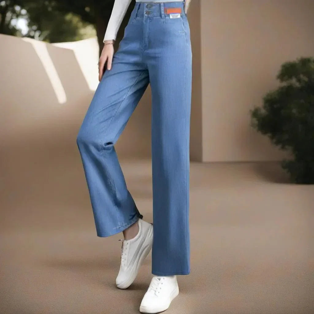 Calça Jeans Lívia™ com Caimento Soltinho e Acabamento Premium / A Calça Oficial da Mulher Moderna e Elegante!!