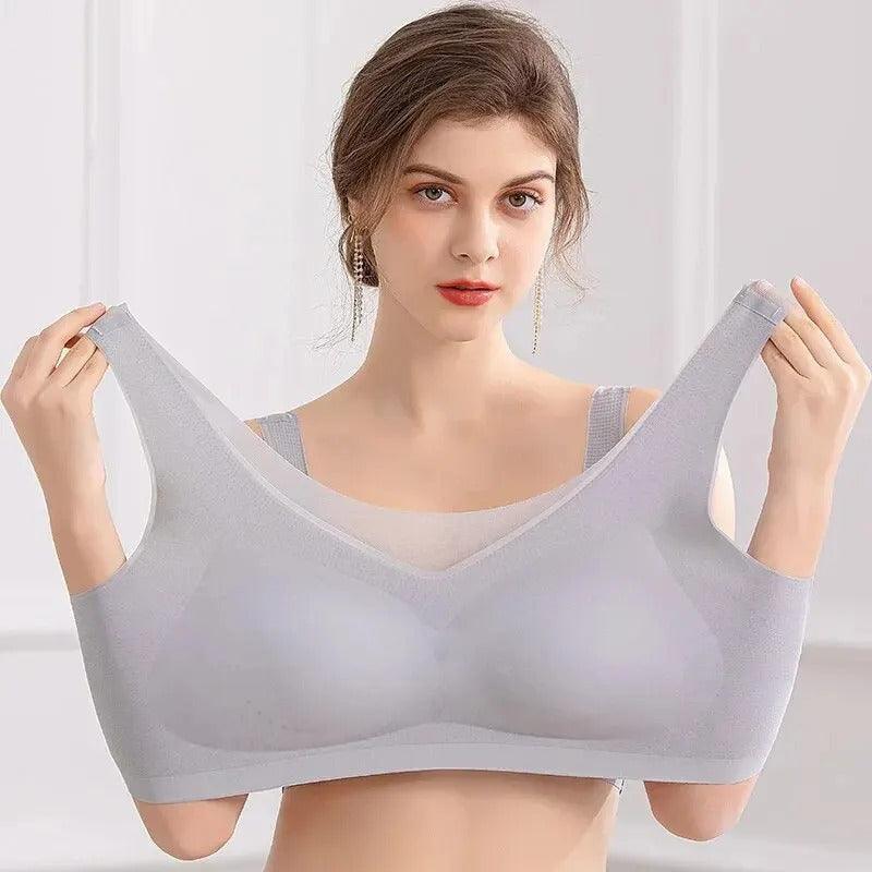 (Promoção Compre 2, Leve 3 ) Sutiã sem Costura Invisible 5D em Seda Gelo: Conforto que Não Machuca, Frescor que Permanece!