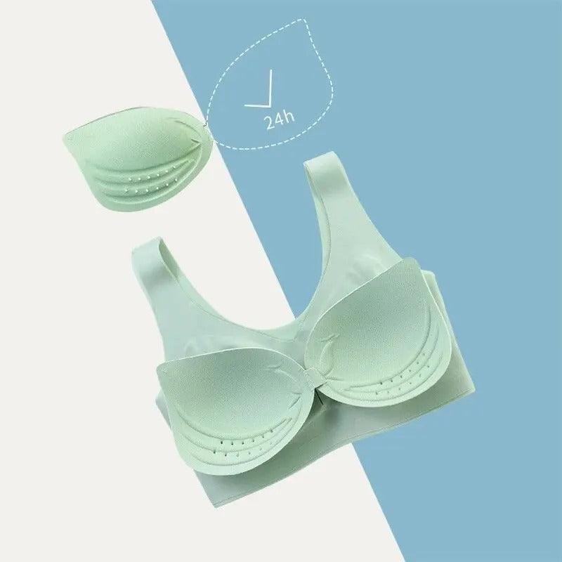 (Promoção Compre 2, Leve 3 ) Sutiã sem Costura Invisible 5D em Seda Gelo: Conforto que Não Machuca, Frescor que Permanece!