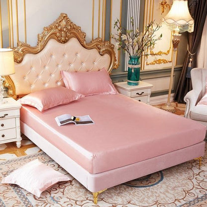 Conjunto Sleep Luxury™ de Lençol + Fronhas em Cetim / Ganhe Um Cobre Leito em Cetim de Brinde!