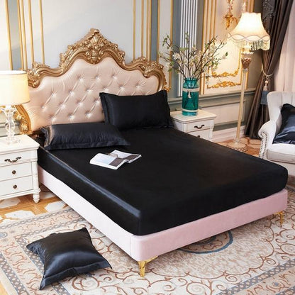 Conjunto Sleep Luxury™ de Lençol + Fronhas em Cetim / Ganhe Um Cobre Leito em Cetim de Brinde!
