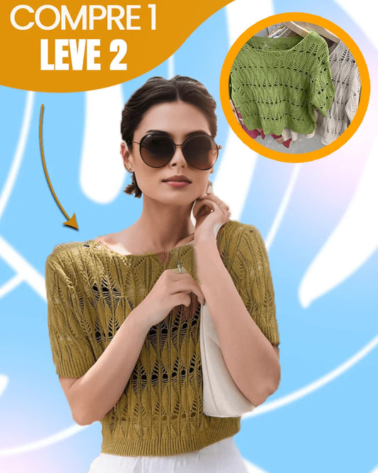 (Promoção Compre 1, Leve 2) Blusinhas Iolanda em Malha Estilo Tricô Artesanal!