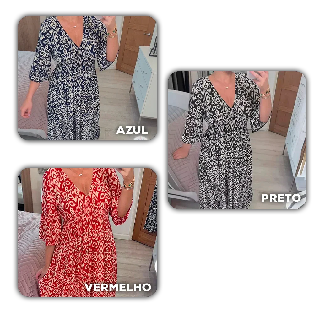 [COMPRE 2 E LEVE 3]  Vestido Harmonia Tropical™ com Estampa Boho e Tecido Leve / Um Toque de Cor e Liberdade para seu Dia!