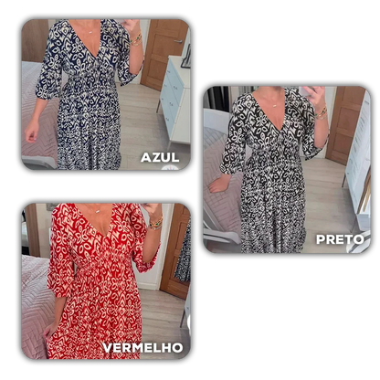 [COMPRE 2 E LEVE 3]  Vestido Harmonia Tropical™ com Estampa Boho e Tecido Leve / Um Toque de Cor e Liberdade para seu Dia!