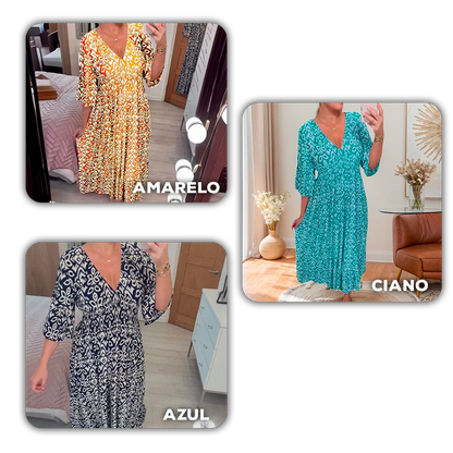 [COMPRE 2 E LEVE 3]  Vestido Harmonia Tropical™ com Estampa Boho e Tecido Leve / Um Toque de Cor e Liberdade para seu Dia!