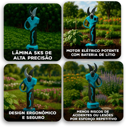 Tesoura de Poda Modern Lar™ com Lâmina SK5 e Motor Elétrico / Design Ergonômico para Cortes Limpos e Rápidos no Seu Jardim!