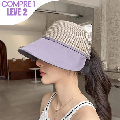 (Promoção Compre 1 Leve 2) Boné Estilo Sombreiro Soleil Charme™ - Seu Toque Elegante para Dias Ensolarados de Primavera e Verão!