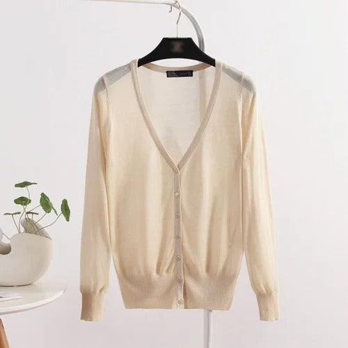 Blusinha Estilo Cardigan AmeliaSunset™ - Moda Verāo Outono com Frescor e Proteção UV
