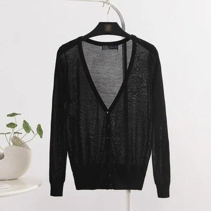 Blusinha Estilo Cardigan AmeliaSunset™ - Moda Verāo Outono com Frescor e Proteção UV