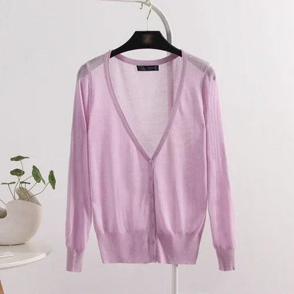 Blusinha Estilo Cardigan AmeliaSunset™ - Moda Verāo Outono com Frescor e Proteção UV