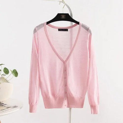 Blusinha Estilo Cardigan AmeliaSunset™ - Moda Verāo Outono com Frescor e Proteção UV