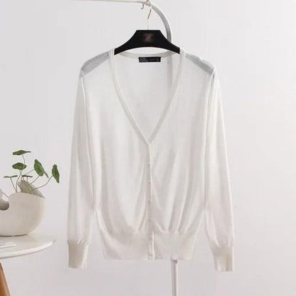 Blusinha Estilo Cardigan AmeliaSunset™ - Moda Verāo Outono com Frescor e Proteção UV