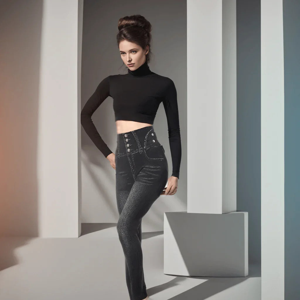 Calça Jeans de Lycra La Belle / A Única com Cintura Alta e Efeito Modelador para uma Elegância Incomparável!